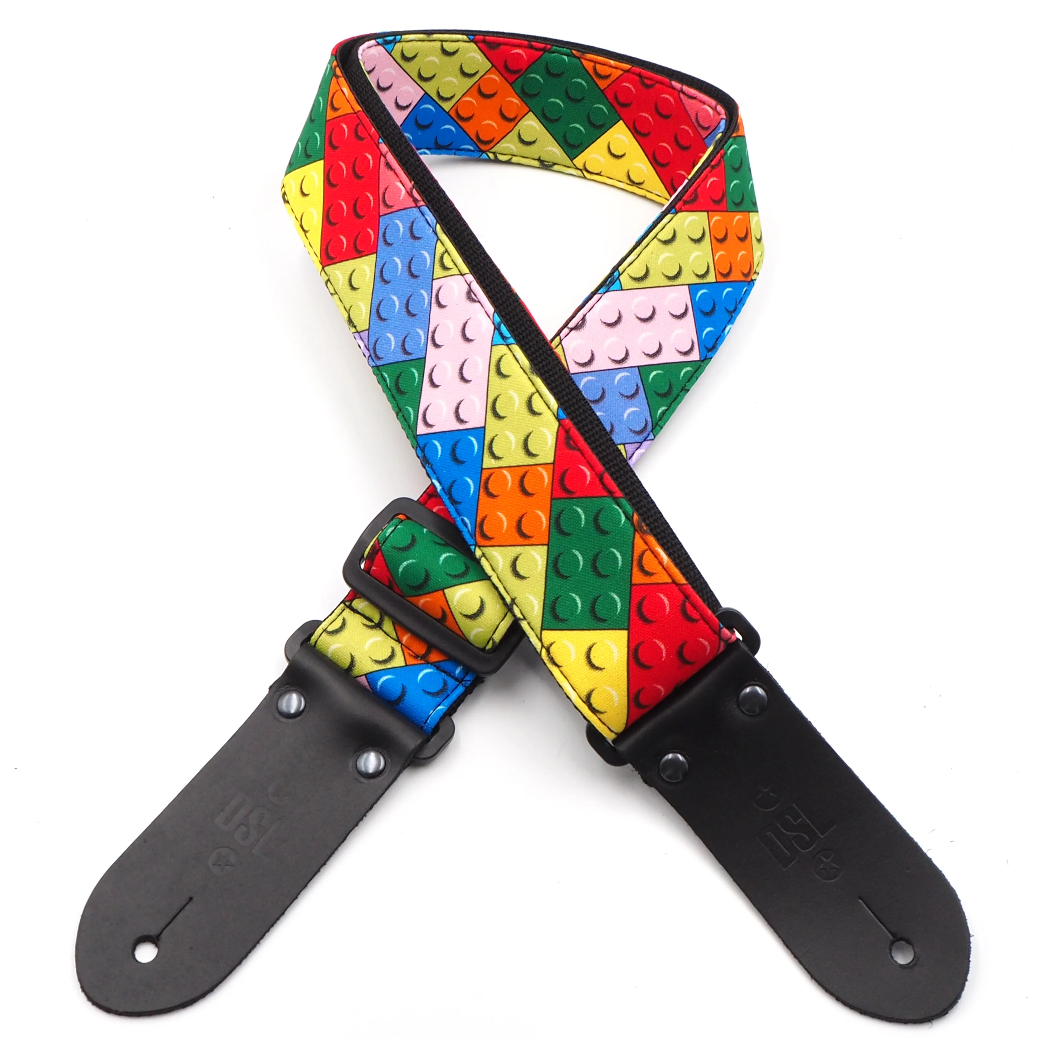 DSL 2" Handmade Fabric Guitar Strap - Brick Blocks