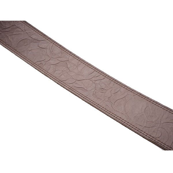 DSL Embossed Leather Guitar Strap - Brown - Image 2