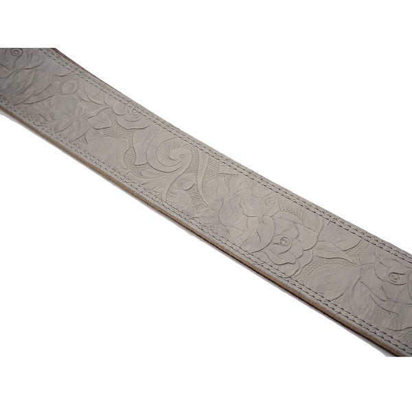 DSL Embossed Leather Guitar Strap - Grey - Image 2