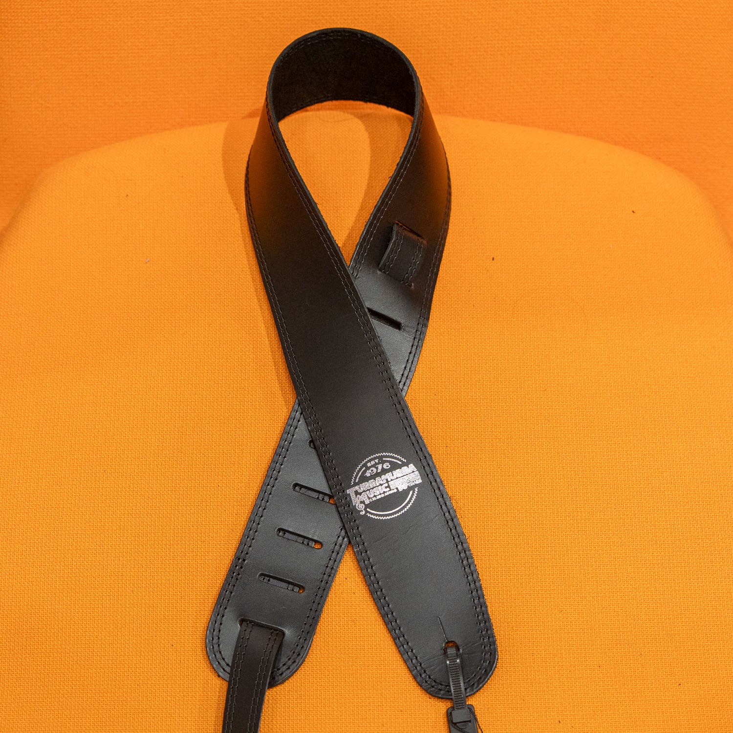 DSL Turra 50th Anniversary Leather Guitar Strap (Black with Black Stitch)