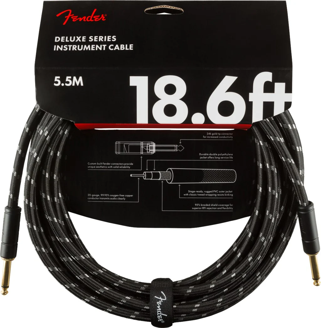 Fender Deluxe Series Instrument Cable 18.6ft - Black Tweed