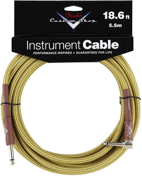 Fender Deluxe Series Instrument Cable 18.6ft - Tweed (Straight - Right-Angle) - Image 2