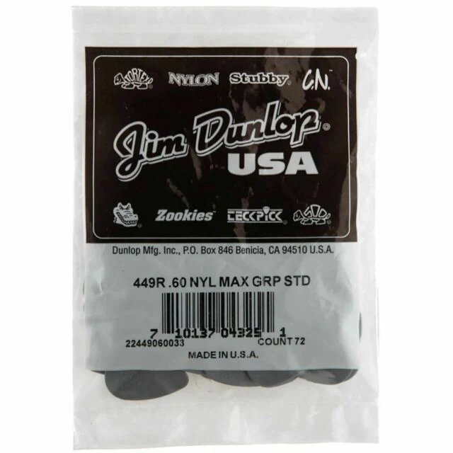 Jim Dunlop Max Grip Nylon Guitar Picks 0.60 Bulk Pack of 72 - Image 3