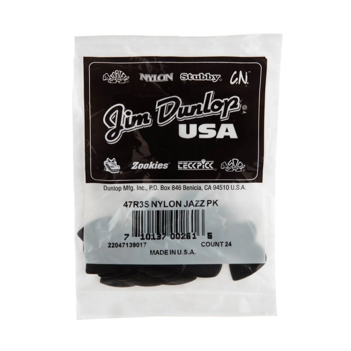 Jim Dunlop Nylon Jazz III Black Guitar Picks Bulk 24 Pack - Image 3