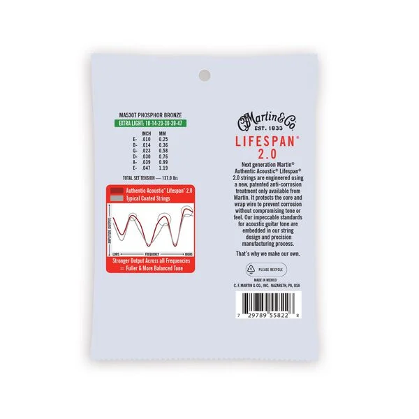 Martin Authentic Treated Extra Light Acoustic Guitar Strings MA530T - Image 2
