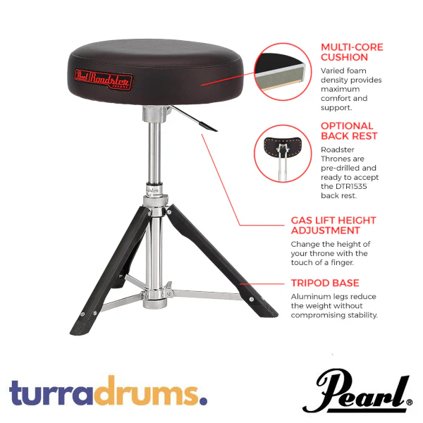 Pearl D1500RGL Roadster 15" Drum Throne with Gas Lift (D-1500RGL) - Image 5