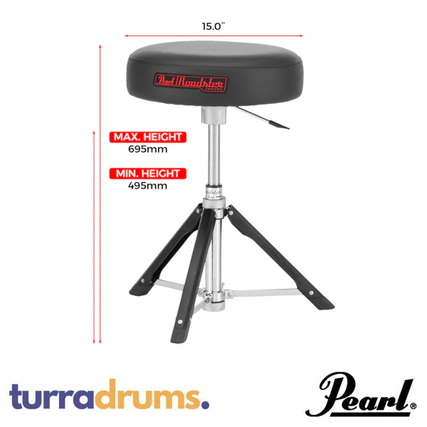 Pearl D1500RGL Roadster 15" Drum Throne with Gas Lift (D-1500RGL) - Image 6