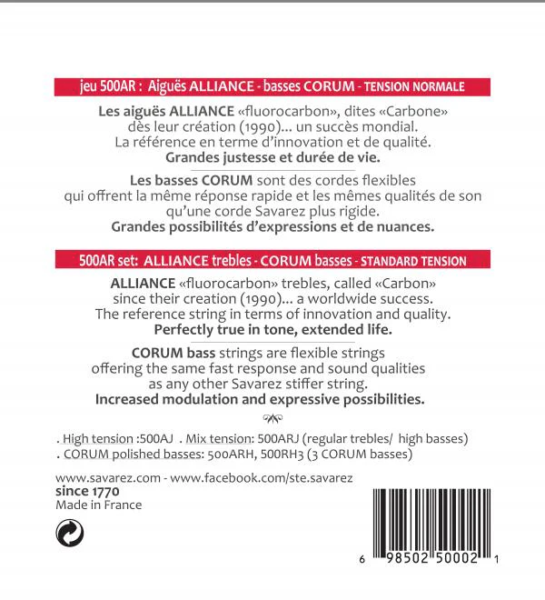 Savarez 500AR Alliance Corum Classical Strings - Normal Tension - Image 2