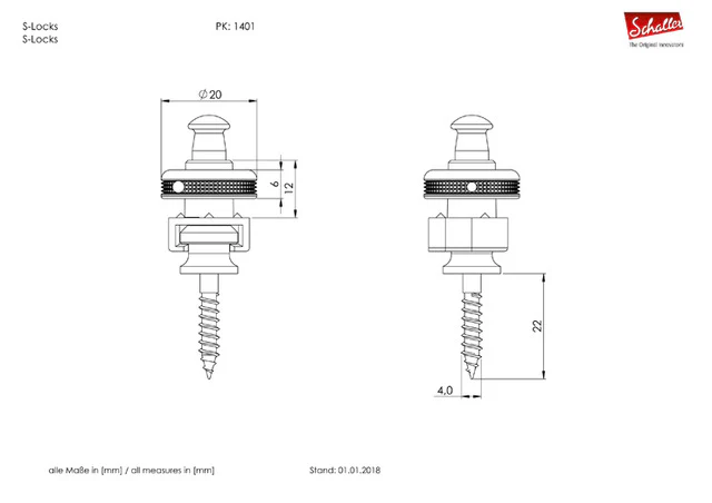 Schaller S Lock Strap Locks - Black Chrome - Image 4