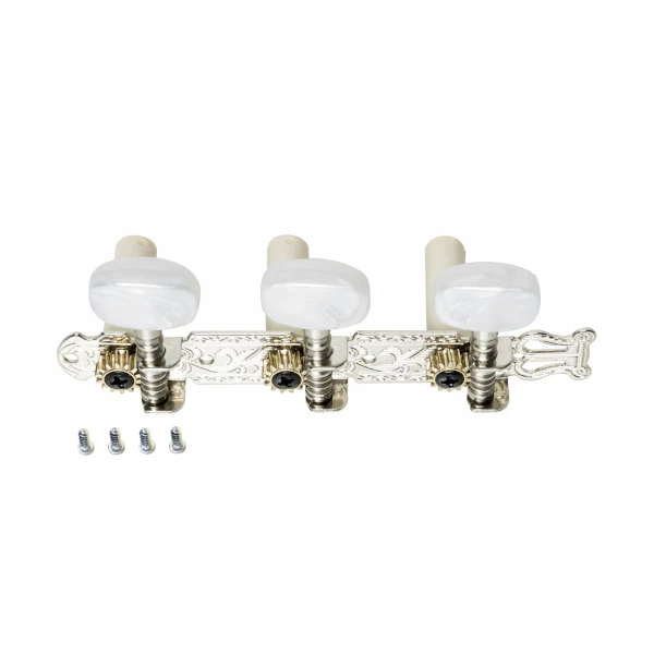 Stagg Classical Guitar Machine Heads - Chrome w/ White Buttons (SP-MHCL-STD) - Image 2