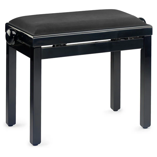 Stagg Piano Bench - Gloss Black (Velvet Top)