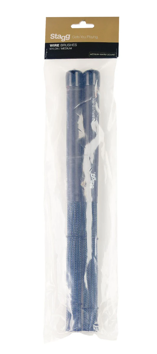 Stagg Poly Bristle Heavy Black Nylon Drum Brushes Black Rubber Handle