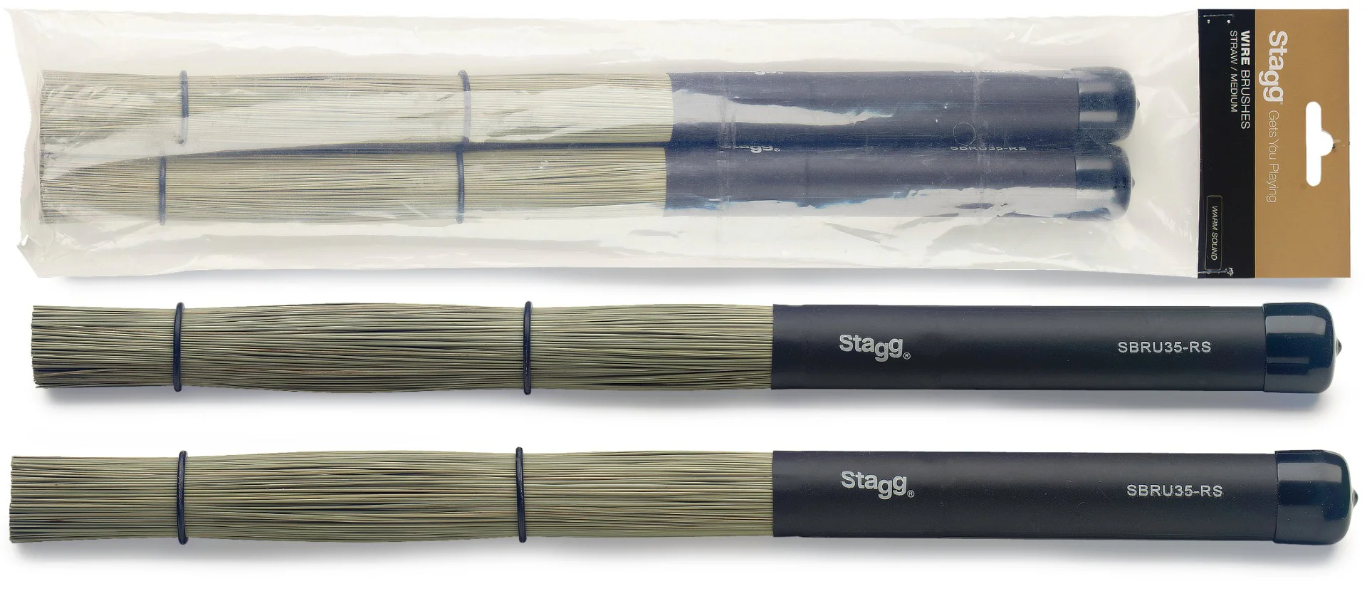 Stagg Polybristle Nylon Brushes with Black Rubber Handle Grip - Image 3