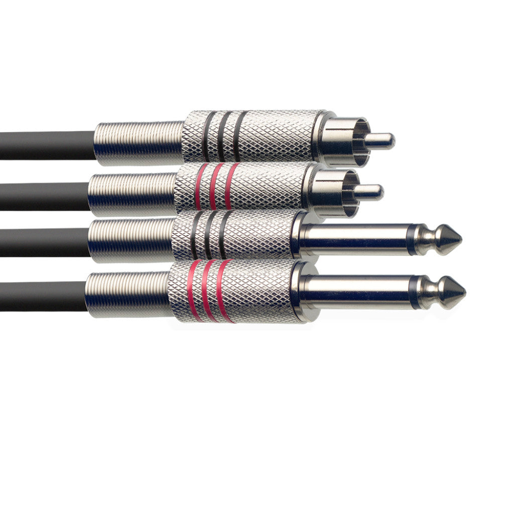 Stagg Twin Cable RCA to 1/4" TS (3m) STC3PCM - Image 2